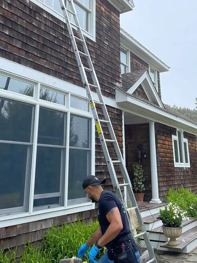 Our crew prepping for residential window washing