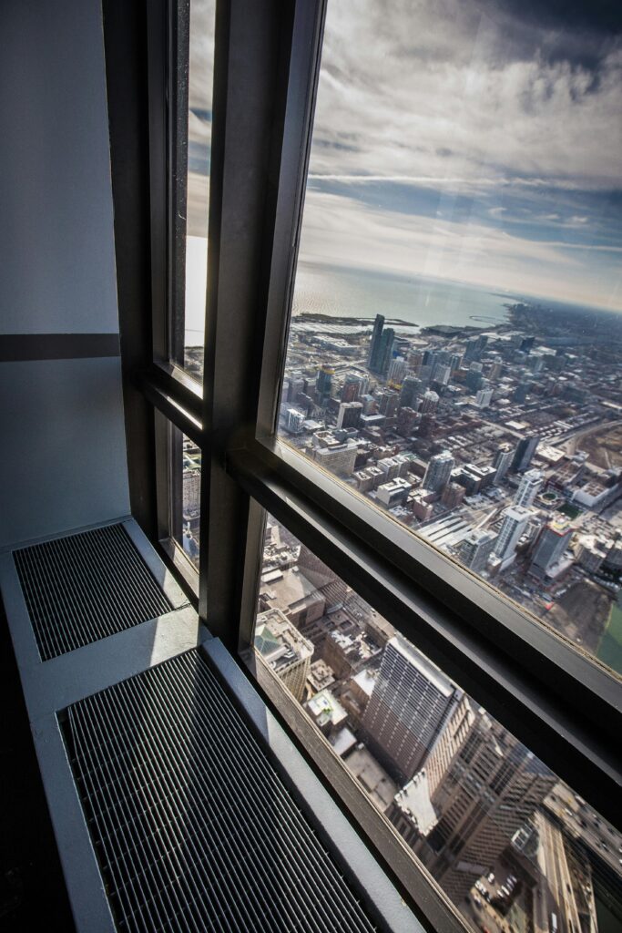 high rise building after a window washing session with brightness window cleaning