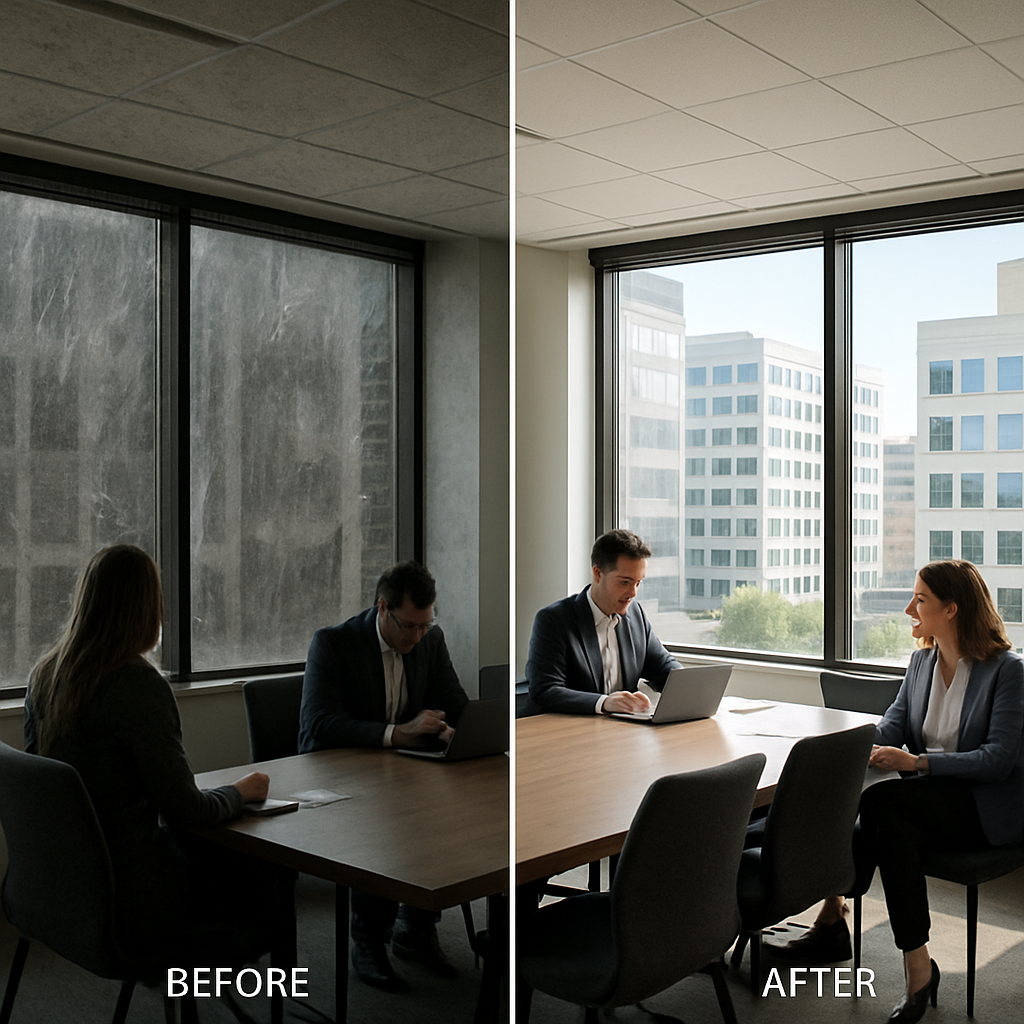 Brightness window cleaning serviced a commercial business building
