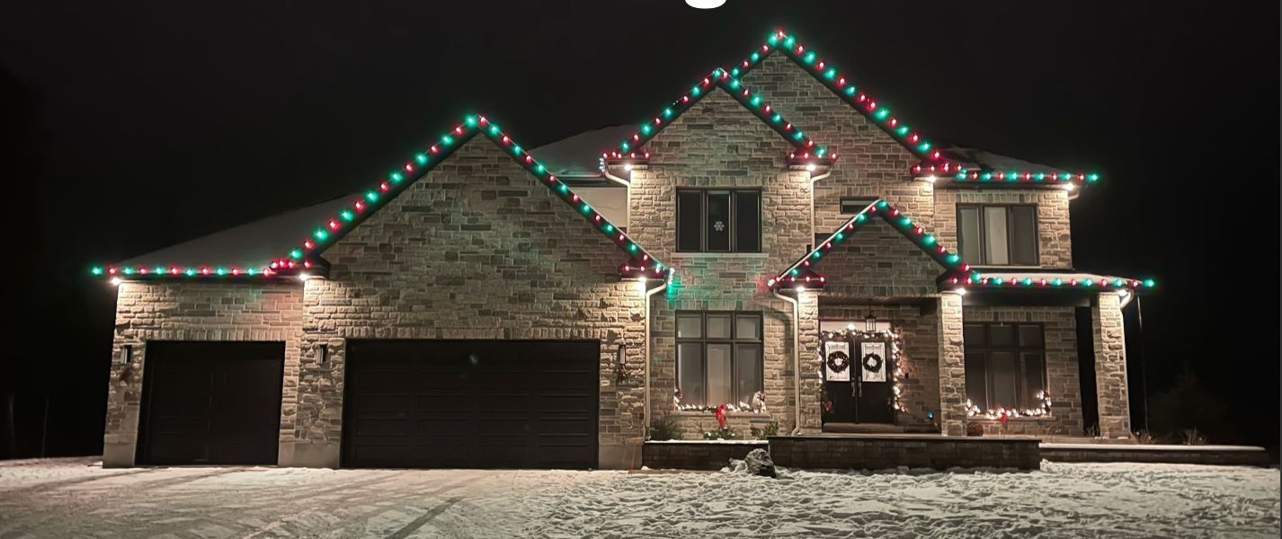 Christmas decoration on a home in saddle river installed by Brightness window cleaning